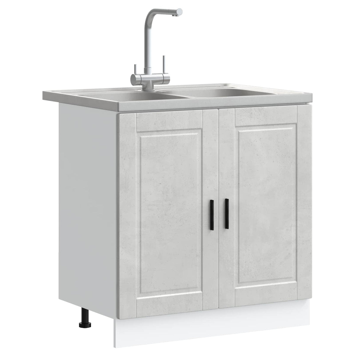 Sink Base Cabinet Porto 2 pcs Brown 80 x 46 x 81.5 cm Concrete grey