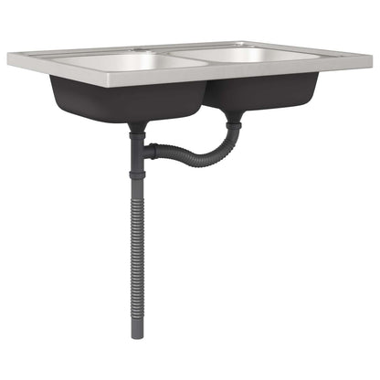vidaXL Sink Base Cabinet Porto 2 pcs Brown 80 x 46 x 81.5 cm 5