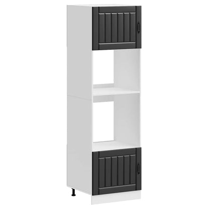 Kitchen Base Cabinet "Lucca" Engineered Wood Black 1x bottom cabinet (1 door 1 drawer) 30 cm wide 81.5 cm high–1x wall cabinet (1 door) 30 cm wide 100 cm high 1x oven cabinet 60 cm wide 207 cm high