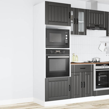 Kitchen Base Cabinet "Lucca" Engineered Wood Black 1x bottom cabinet (1 door 1 drawer) 30 cm wide 81.5 cm high–1x wall cabinet (1 door) 30 cm wide 100 cm high 1x oven cabinet 60 cm wide 207 cm high