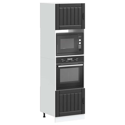Kitchen Base Cabinet "Lucca" Engineered Wood Black 1x bottom cabinet (1 door 1 drawer) 30 cm wide 81.5 cm high–1x wall cabinet (1 door) 30 cm wide 100 cm high 1x oven cabinet 60 cm wide 207 cm high