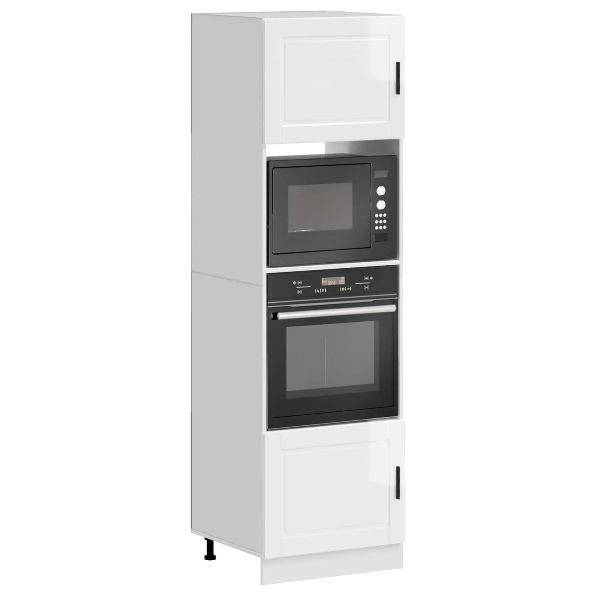 Kitchen Base Cabinet "Porto" Engineered Wood High gloss white 1x bottom cabinet (1 door 1 drawer) 30 cm wide 81.5 cm high–1x wall cabinet (1 door) 30 cm wide 100 cm high 1x oven cabinet 60 cm wide 207 cm high
