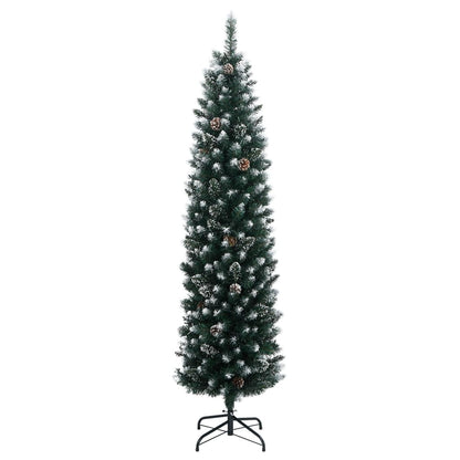 Artificial Slim Christmas Tree Green and White 180 cm With leds