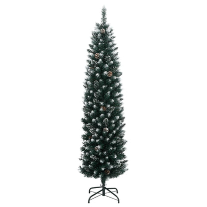 Artificial Slim Christmas Tree Green and White 210 cm With leds