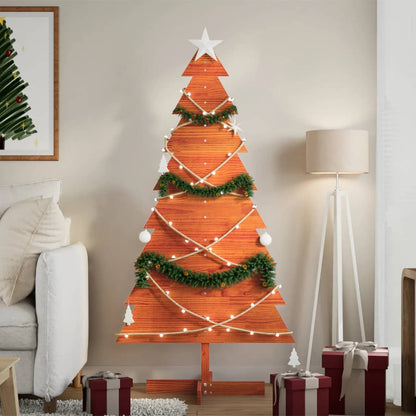 Wooden Christmas Tree for Decoration Solid Wood Pine Wax brown 150 cm