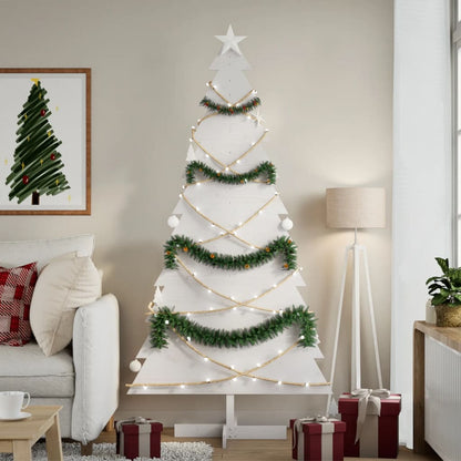 Wooden Christmas Tree for Decoration Solid Wood Pine White 180 cm