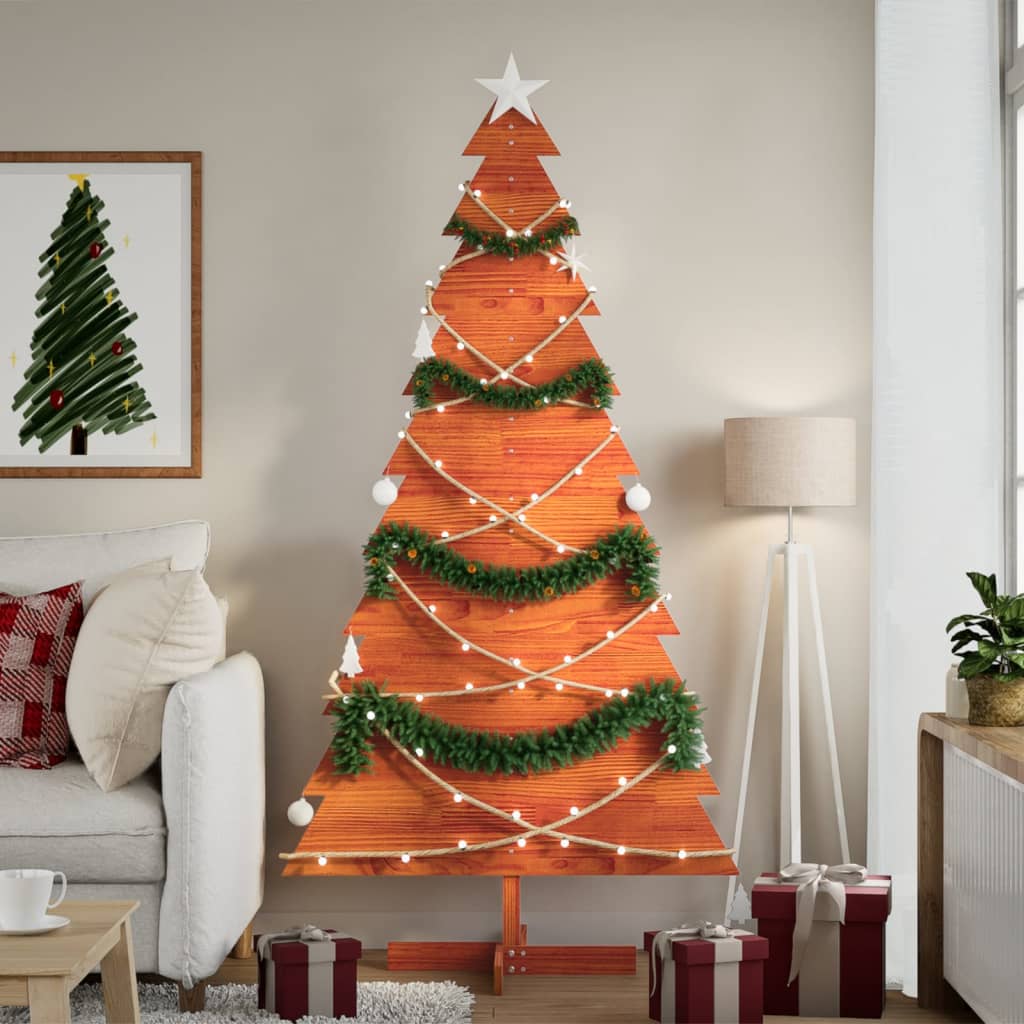 Wooden Christmas Tree for Decoration Solid Wood Pine Wax brown 180 cm