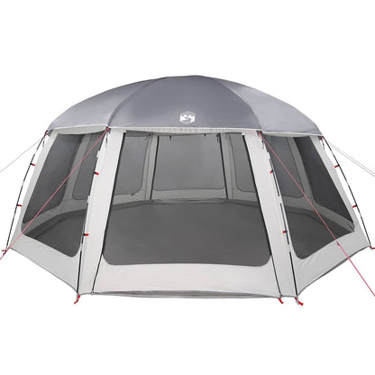 vidaXL Pool Tent with Removable Fly & Mesh Walls Grey 612x612 cm 5