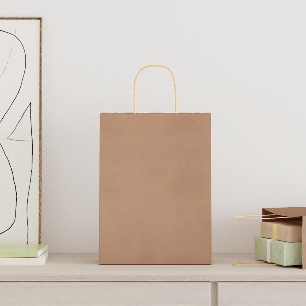 Paper Bags with Handles 250 pcs Width 26 cm Brown 35 cm 12 cm