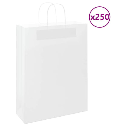 Paper Bags with Handles 250 pcs Width 32 cm White 42 cm 12 cm
