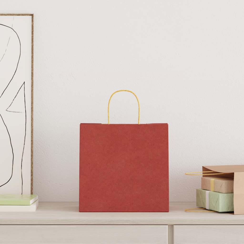Paper Bags with Handles 250 pcs Width 26 cm Red 25 cm 17 cm