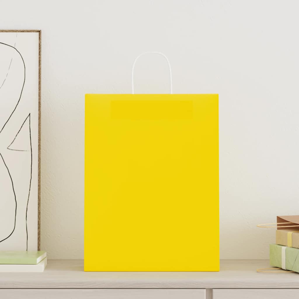 Paper Bags with Handles 250 pcs Width 32 cm Yellow 42 cm 12 cm