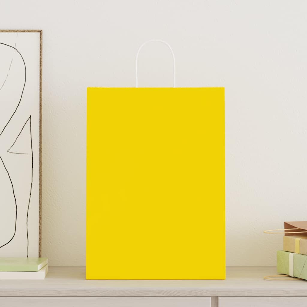 Paper Bags with Handles 250 pcs Width 32 cm Yellow 44 cm 17 cm