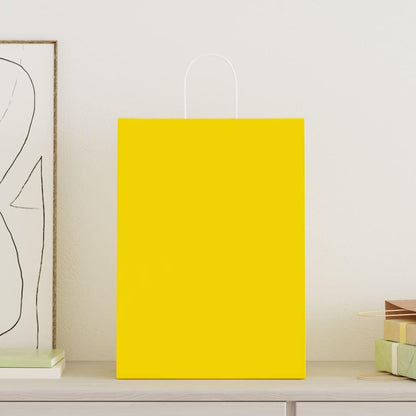 Paper Bags with Handles 250 pcs Width 32 cm Yellow 44 cm 17 cm