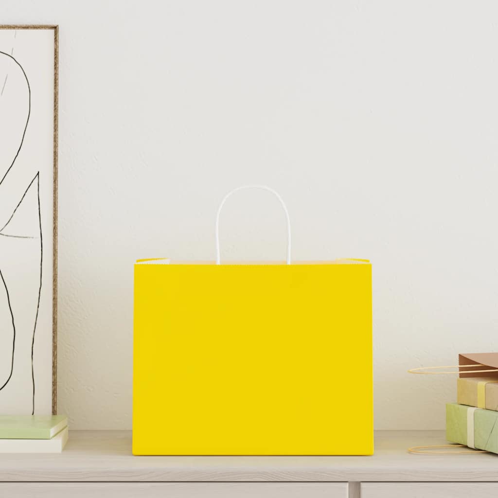 Paper Bags with Handles 250 pcs Width 32 cm Yellow 24 cm 22 cm