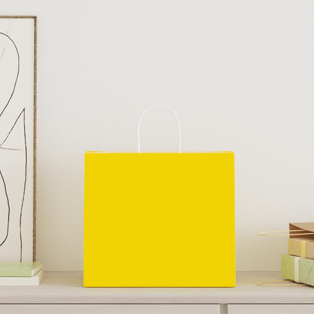Paper Bags with Handles 250 pcs Width 32 cm Yellow 28 cm 22 cm