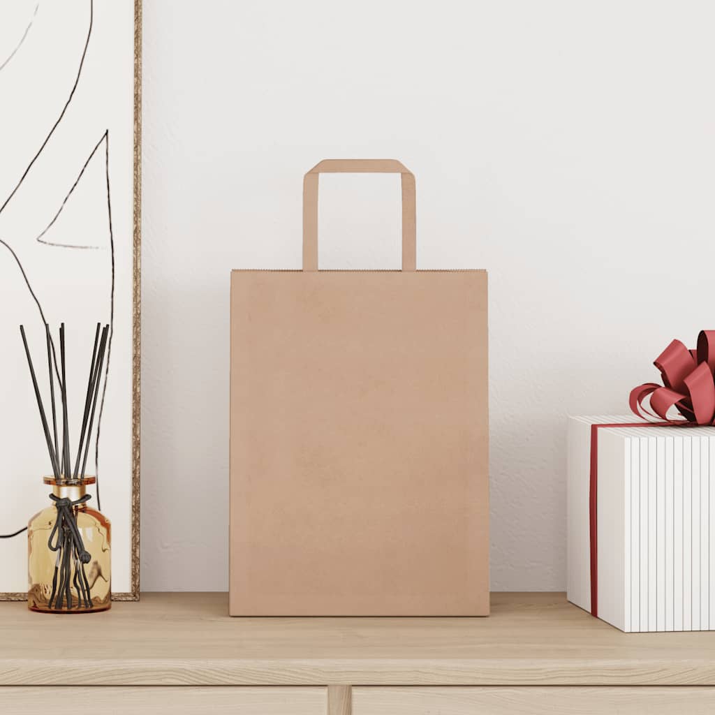 Paper Bags with Handles 250 pcs Depth 11 cm Brown 28 cm