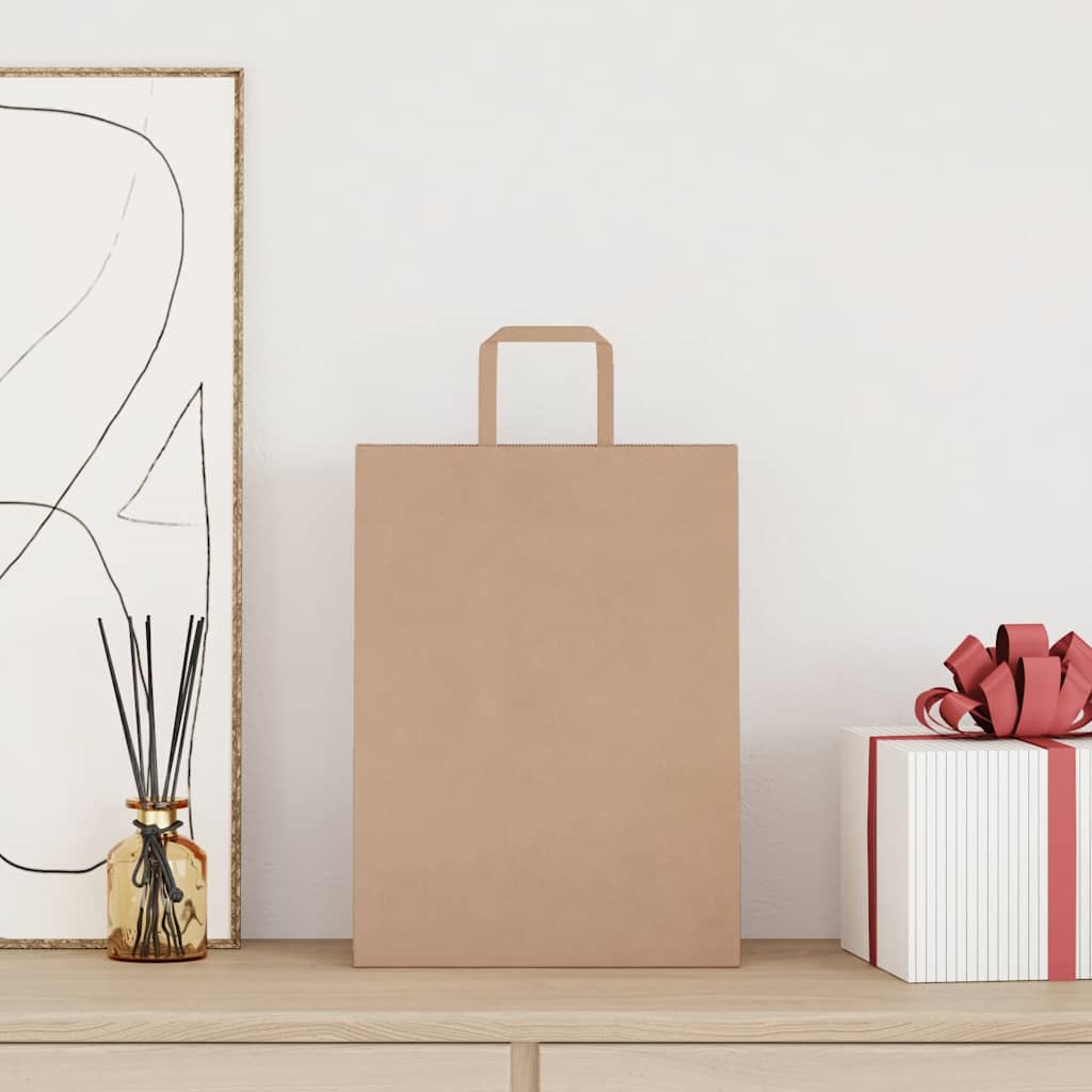 Paper Bags with Handles 250 pcs Depth 12 cm Brown 26 cm 35 cm