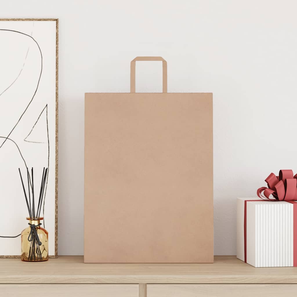 Paper Bags with Handles 250 pcs Depth 12 cm Brown 32 cm 42 cm