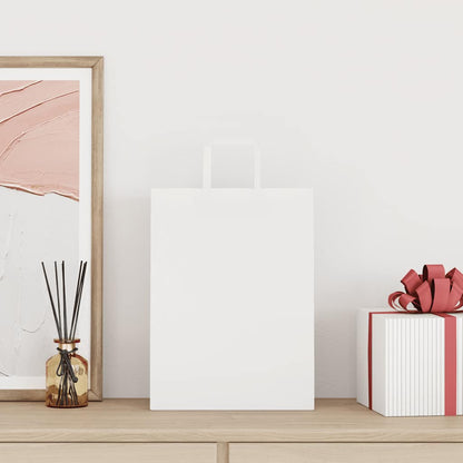Paper Bags with Handles 250 pcs Depth 12 cm White 26 cm 35 cm