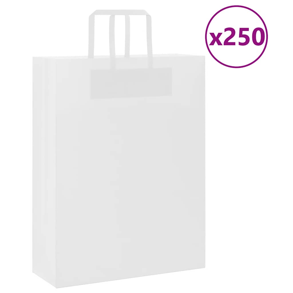 Paper Bags with Handles 250 pcs Depth 12 cm White 32 cm 42 cm