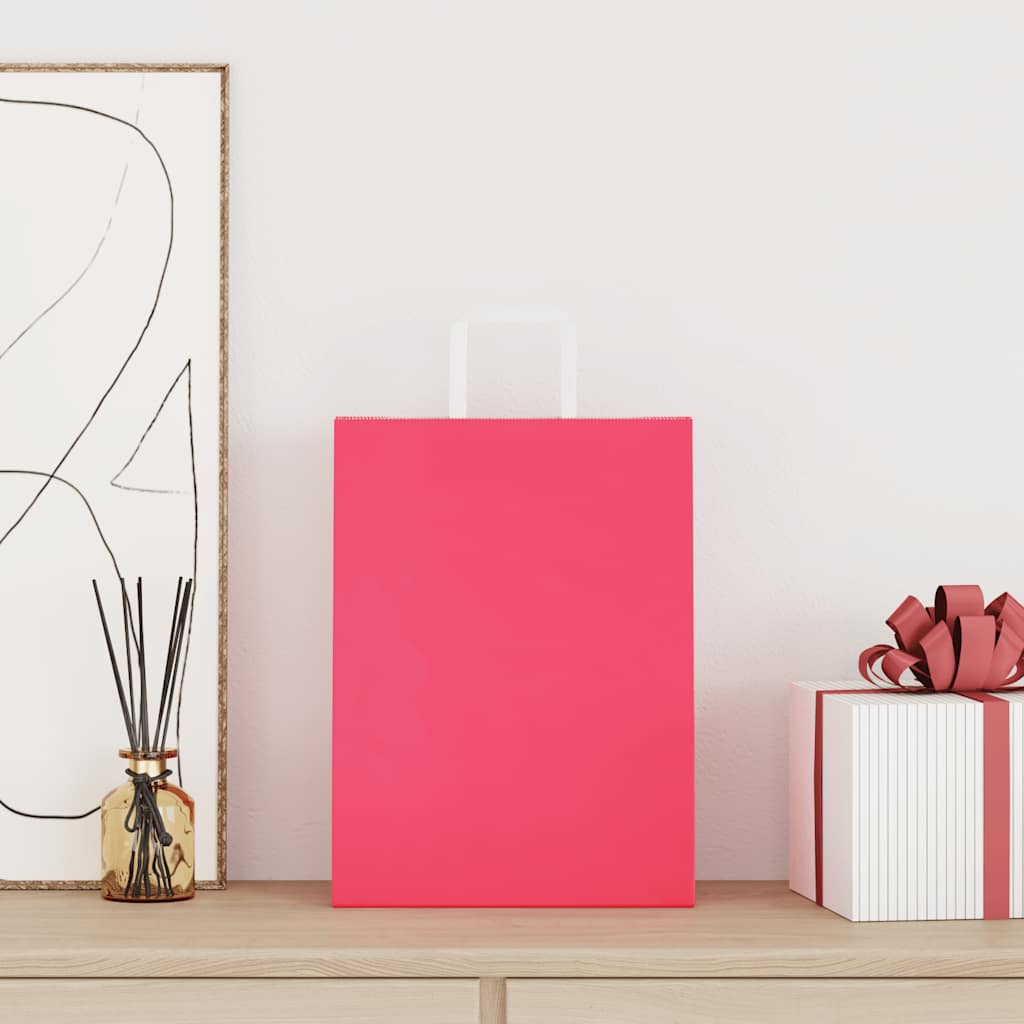 Paper Bags with Handles 250 pcs Depth 12 cm Pink 26 cm 35 cm