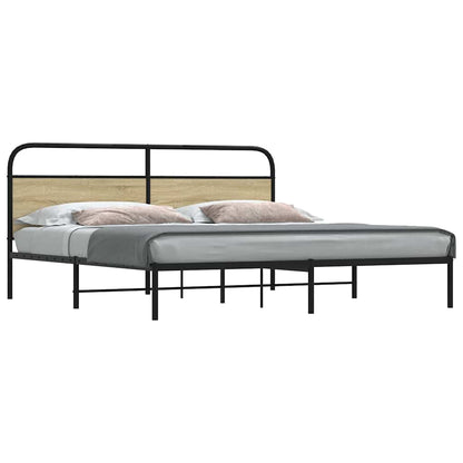 Bed Frame Without Mattress Engineered Wood Sonoma Oak Length 200 cm with Headboard 200 cm
