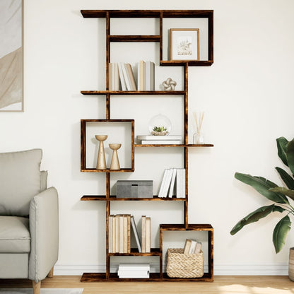 vidaXL Book Cabinet Smoked Oak 92x29x188 cm Engineered Wood 1