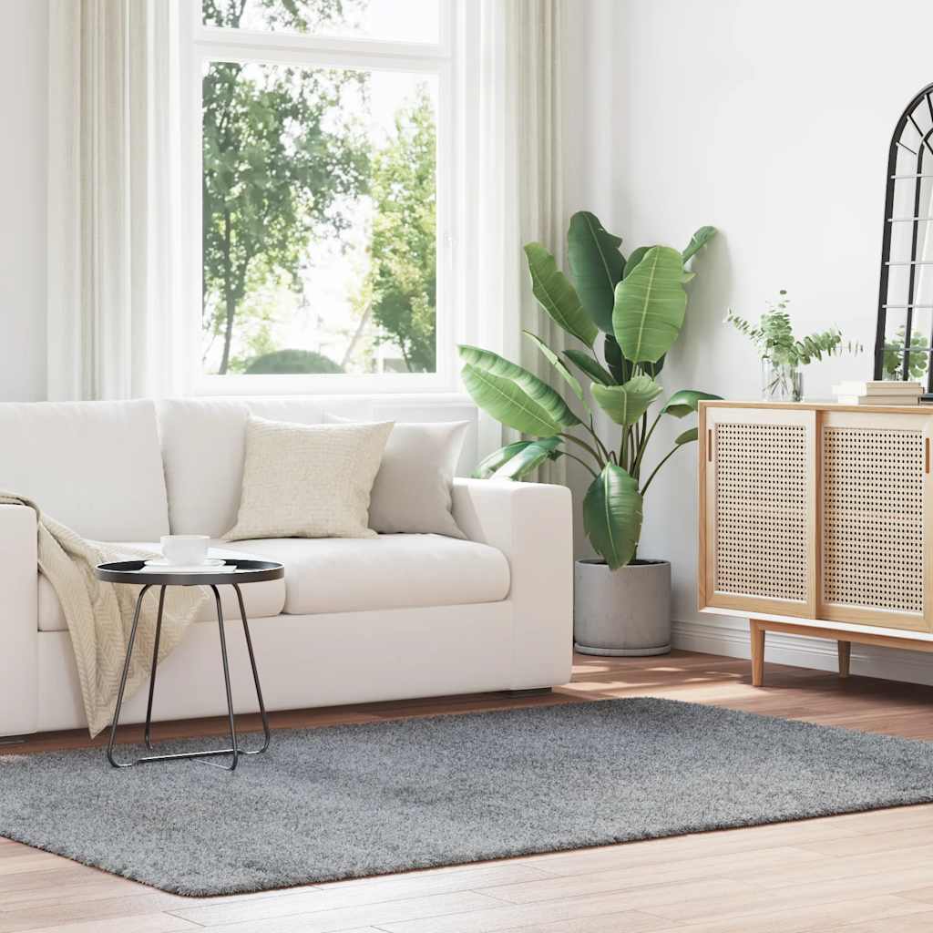 Shaggy Rug High Pile NAVARRA Polyester Light Grey 160 x 230 cm