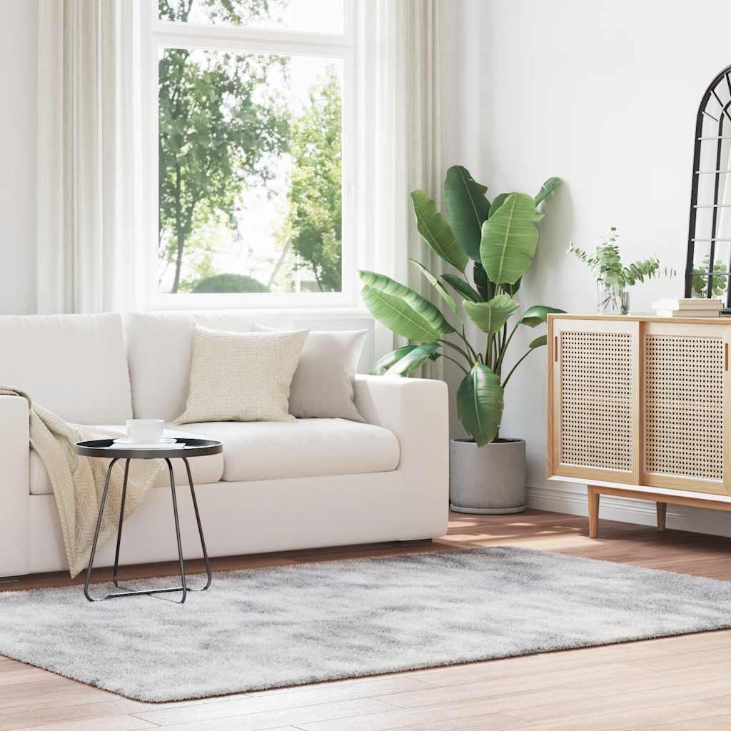 Shaggy Rug High Pile NAVARRA Polyester Silver Grey 160 x 230 cm