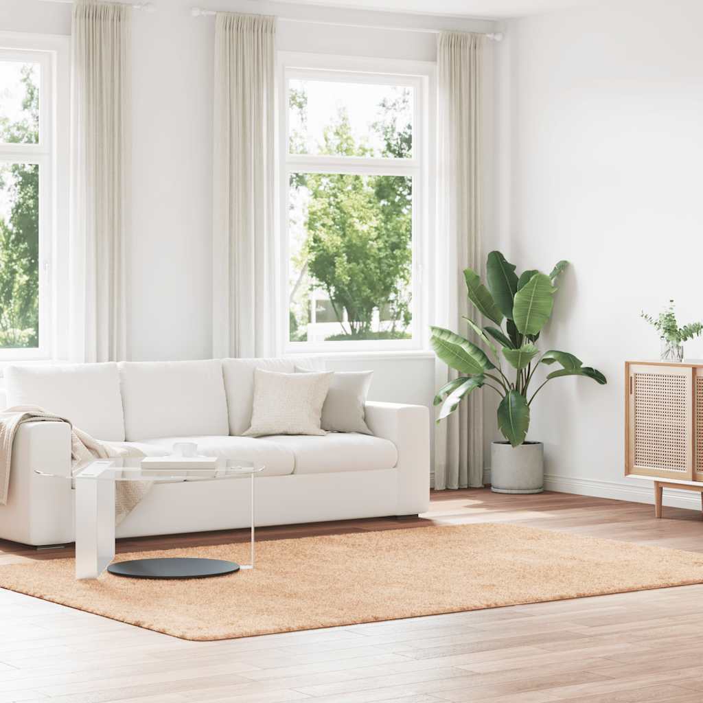 Shaggy Rug High Pile NAVARRA Polyester Beige 200 x 290 cm