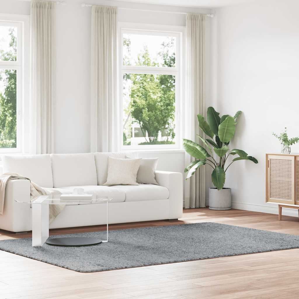 Shaggy Rug High Pile NAVARRA Polyester Light Grey 200 x 290 cm