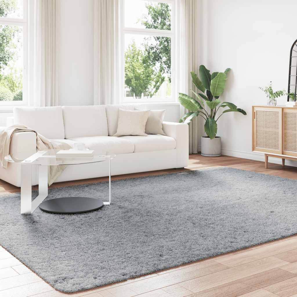 Shaggy Rug High Pile NAVARRA Polyester Light Grey 240 x 340 cm