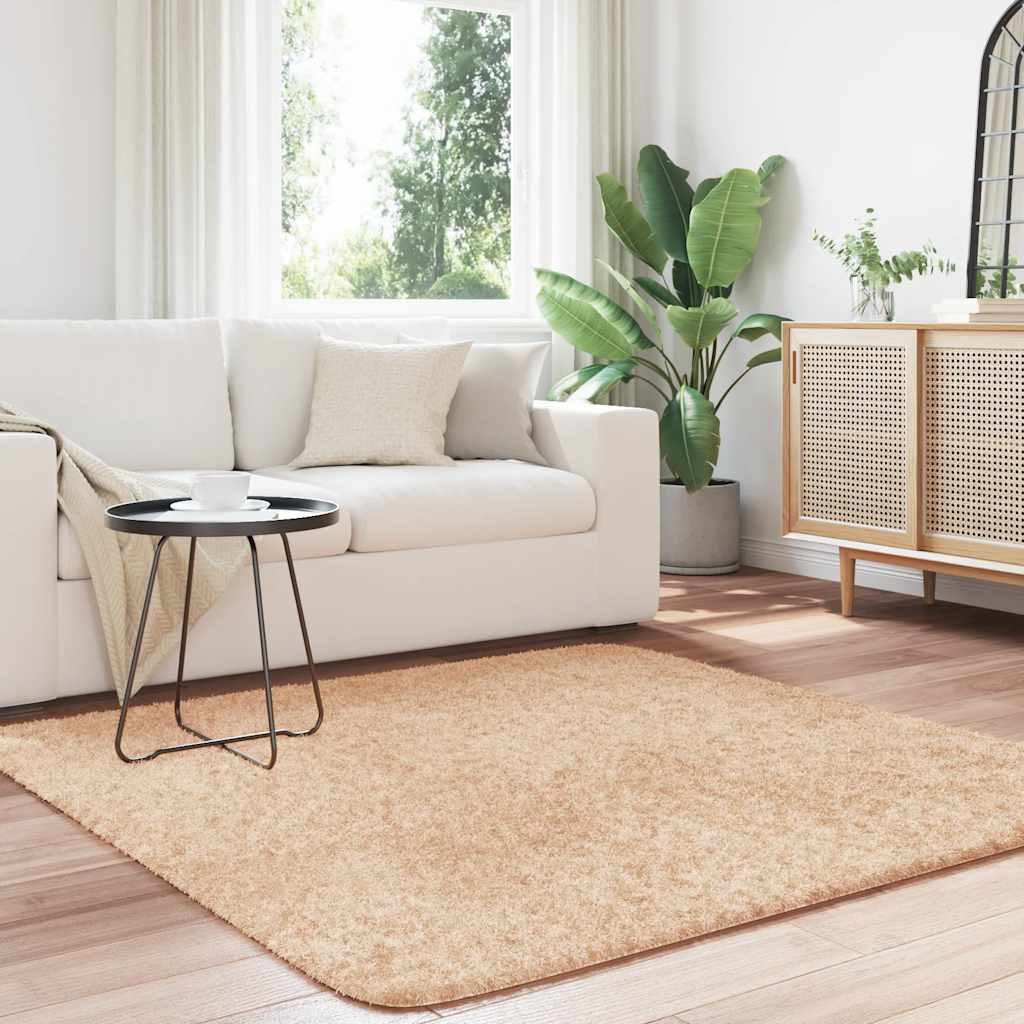 Shaggy Rug High Pile NAVARRA Polyester Beige 160 x 160 cm