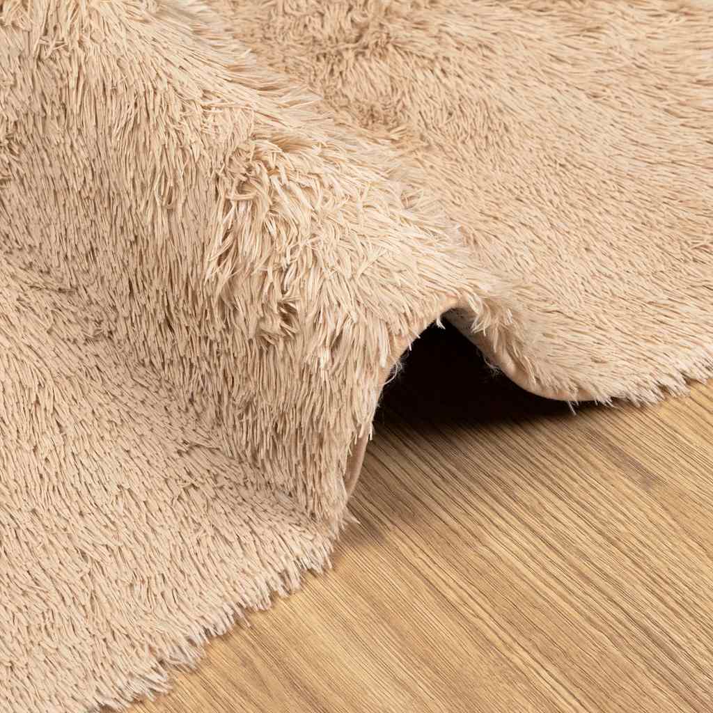 Shaggy Rug High Pile NAVARRA Polyester Beige 160 x 160 cm
