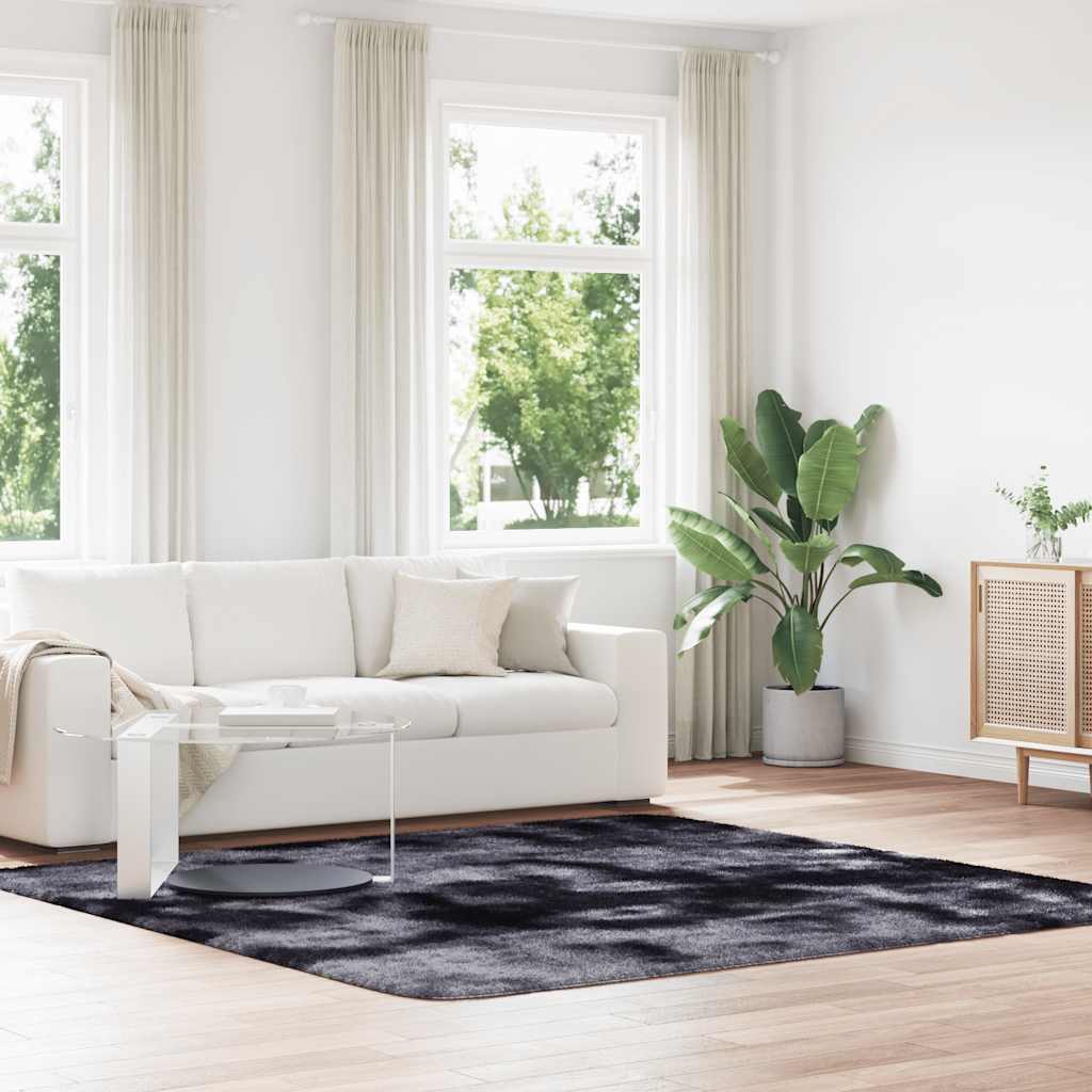 Shaggy Rug High Pile NAVARRA Polyester Dark Grey 240 x 240 cm