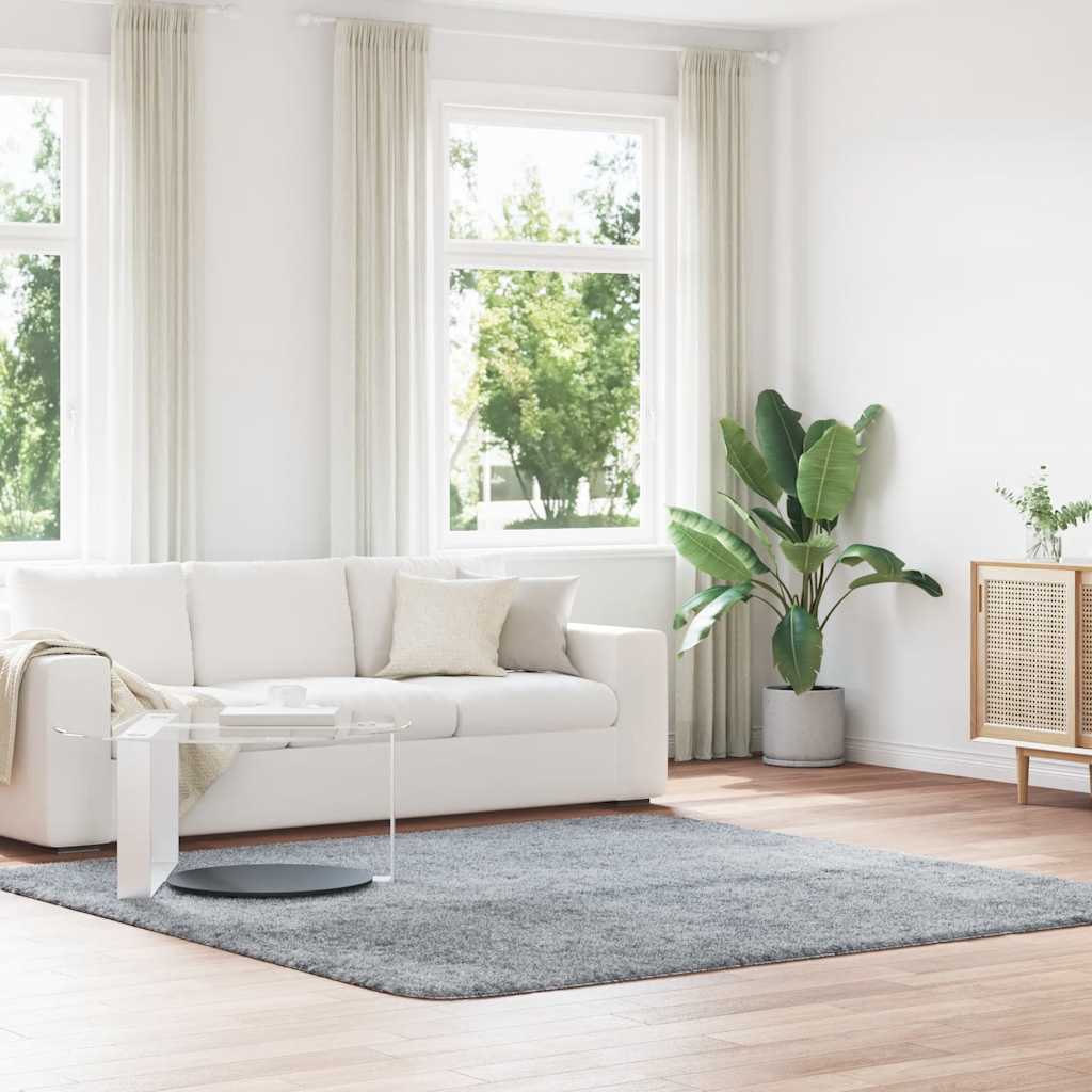 Shaggy Rug High Pile NAVARRA Polyester Light Grey 240 x 240 cm