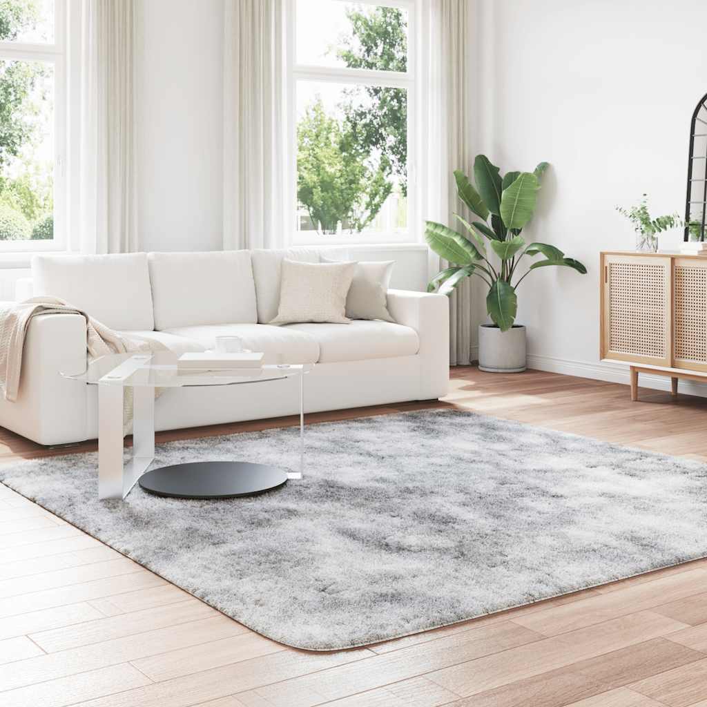 Shaggy Rug High Pile NAVARRA Polyester Silver Grey 240 x 240 cm