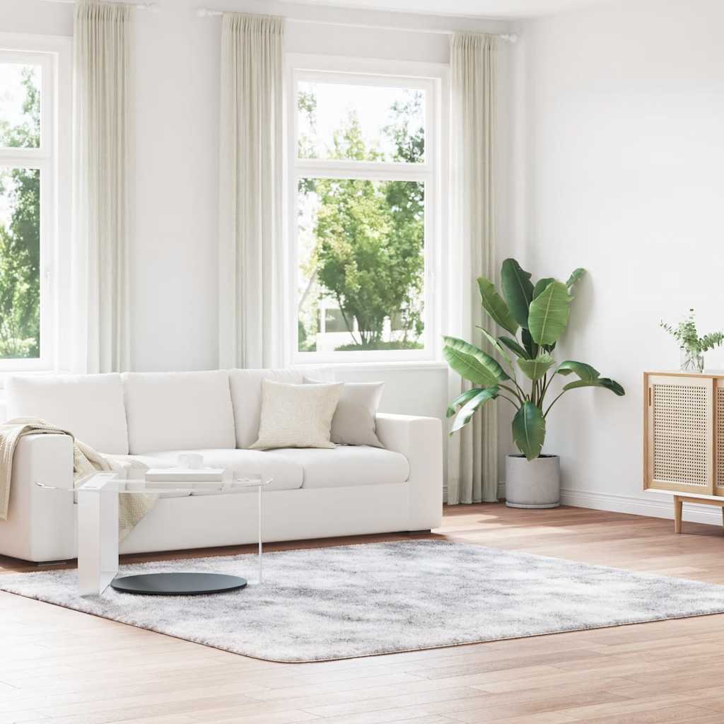Shaggy Rug High Pile NAVARRA Polyester Silver Grey 240 x 240 cm