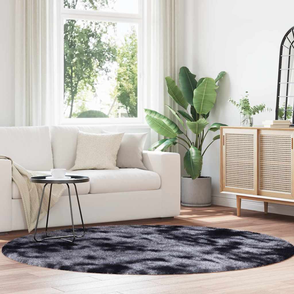 Shaggy Rug High Pile NAVARRA Polyester Dark Grey Ø 200 cm