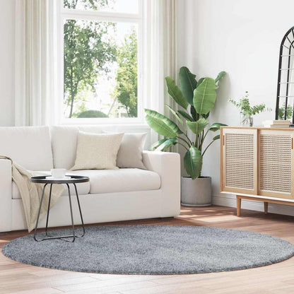 Shaggy Rug High Pile NAVARRA Polyester Light Grey Ø 200 cm