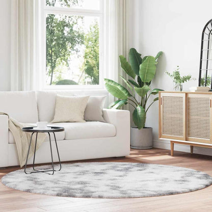 Shaggy Rug High Pile NAVARRA Polyester Silver Grey Ø 200 cm