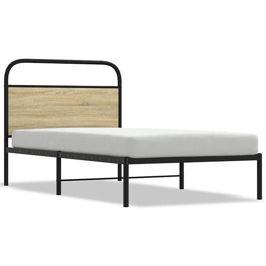 Bed Frame Without Mattress Engineered Wood Sonoma Oak Length 200 cm with Headboard 90 cm