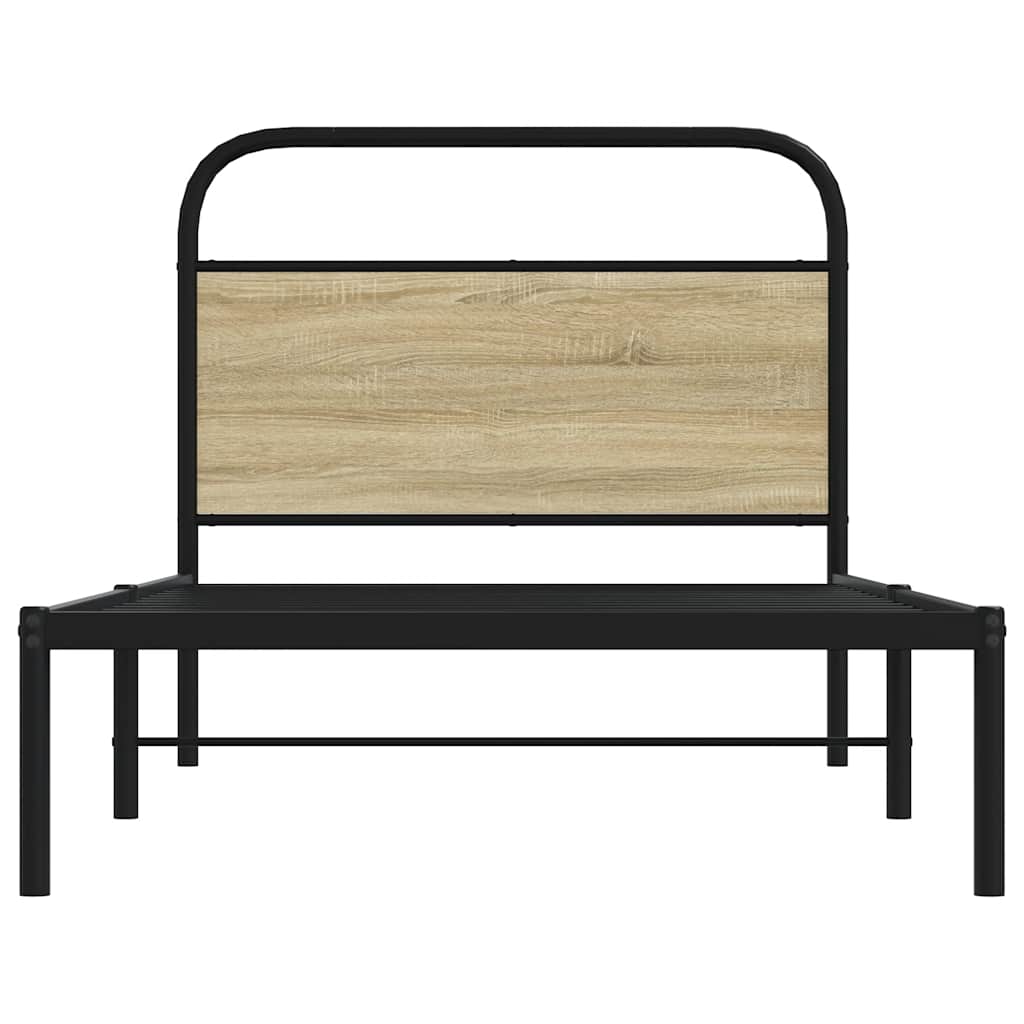 Bed Frame Without Mattress Engineered Wood Sonoma Oak Length 200 cm with Headboard 90 cm