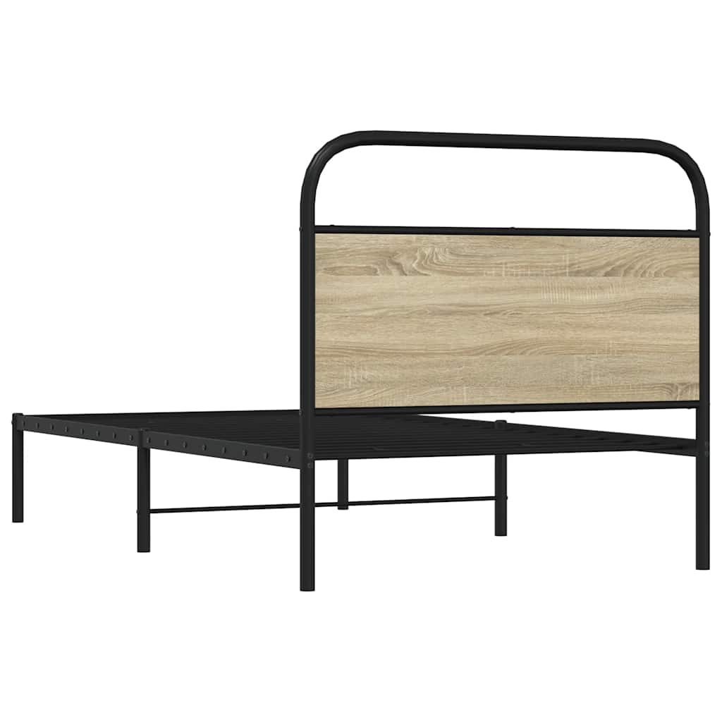 Bed Frame Without Mattress Engineered Wood Sonoma Oak Length 200 cm with Headboard 90 cm