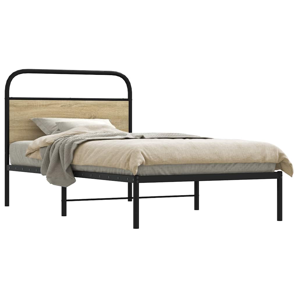 Bed Frame Without Mattress Engineered Wood Sonoma Oak Length 200 cm with Headboard 90 cm