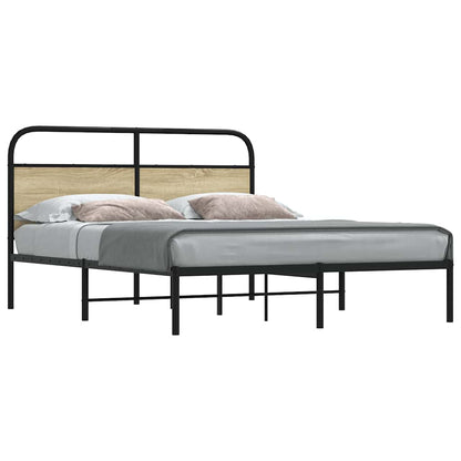 Bed Frame Without Mattress Engineered Wood Sonoma Oak Length 200 cm with Headboard 150 cm