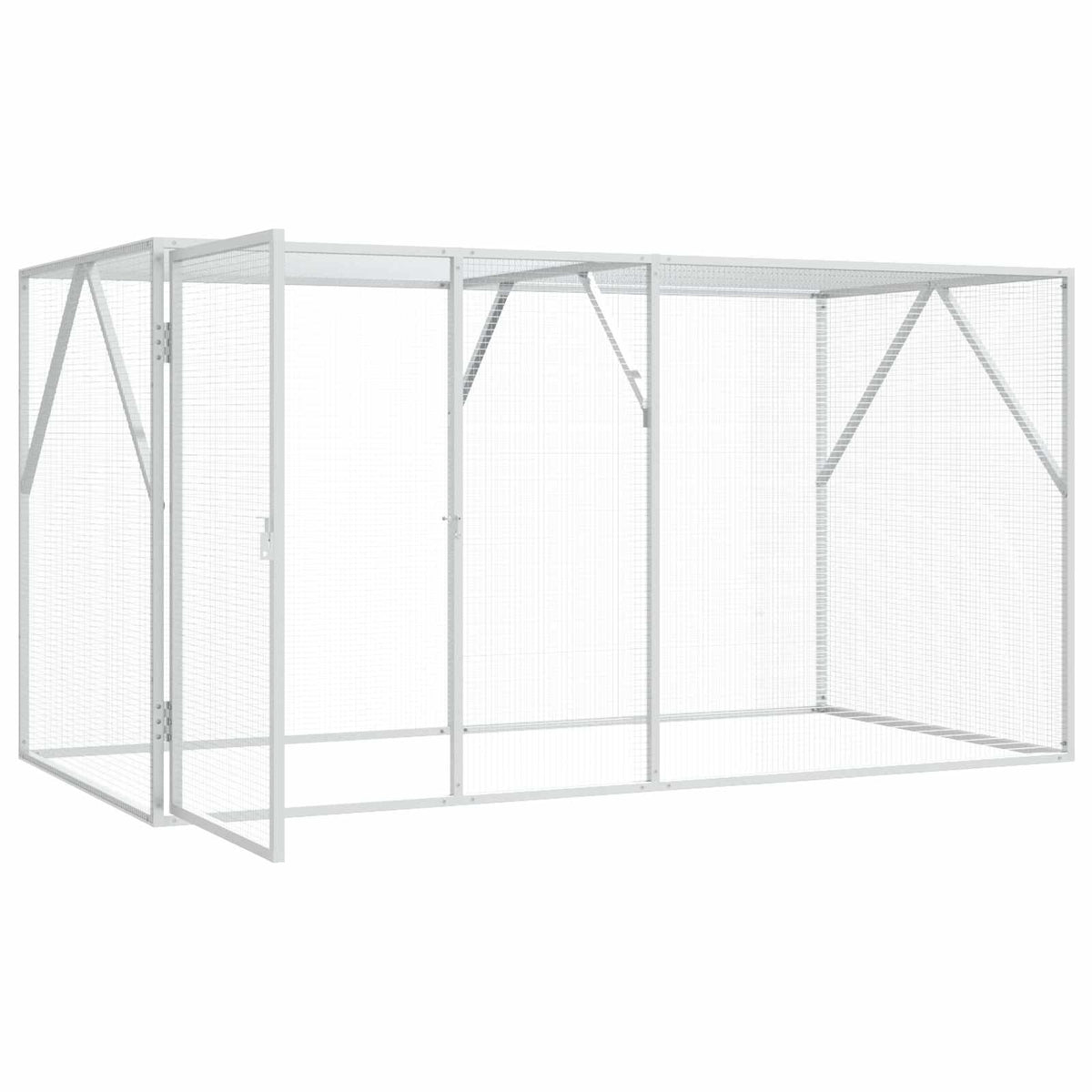 vidaXL Bird Cage Silver 208 x 102 x 108 cm 2