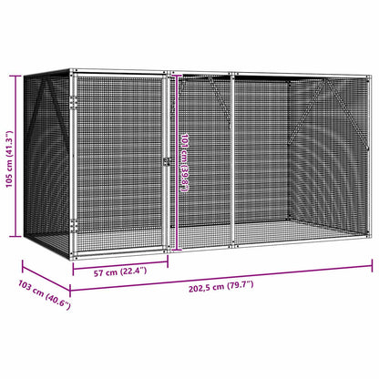 vidaXL Bird Cage Silver 208 x 102 x 108 cm 6