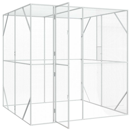 vidaXL Bird Cage Silver 209 x 202 x 214 cm 2